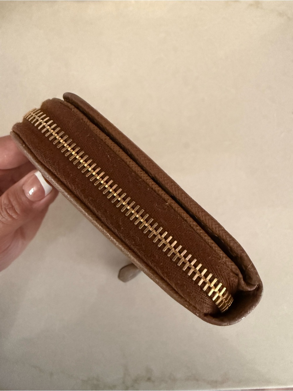 Prada Chocolate Brown Saffiano Zip Wallet with Gold Logo - Picture 8 of 15